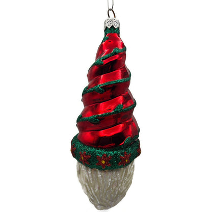 Patricia Breen Goslar Santa Claus Red Shiny Poinsettia Spring Christmas Ornament