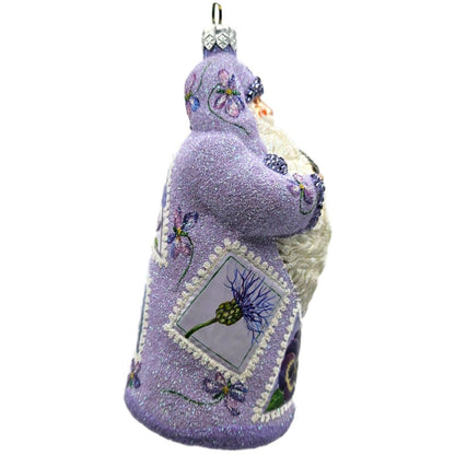 Patricia Breen Evans Santa Pansy Purple Jeweled Spring Christmas Ornament 2518