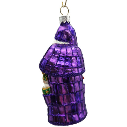 Patricia Breen Patchwork Santa Noel Purple Plaid Christmas Tree Ornament CATZ