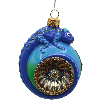 Patricia Breen Happy Holidays Hamish Shades Peacock Chameleon Christmas Ornament