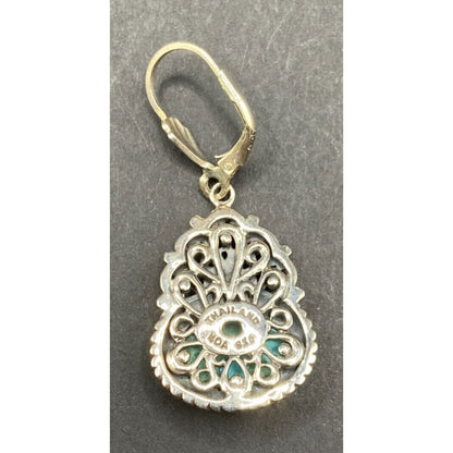 Turquoise Oval Earrings Sterling Silver Leverback Blue Gemstone NOA Thailand