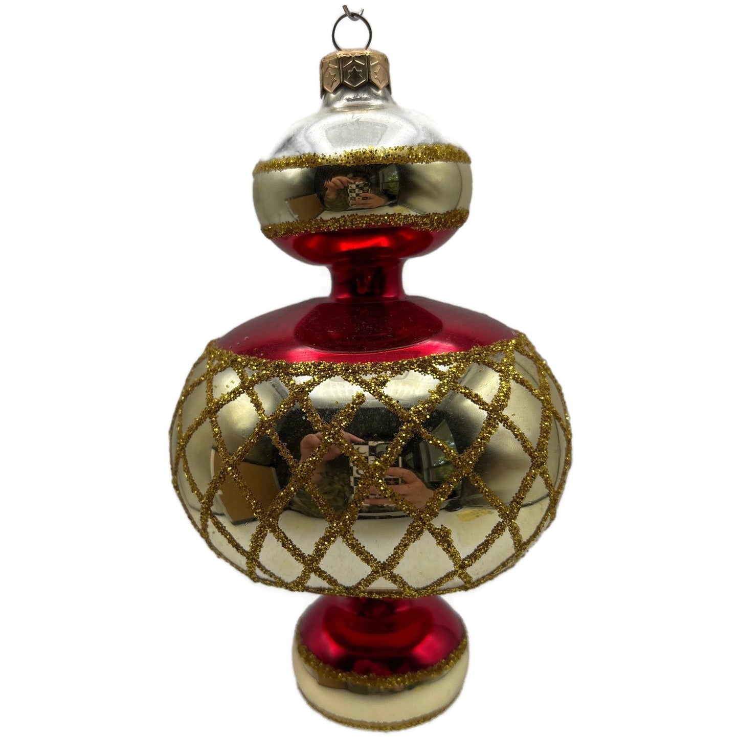 Christopher Radko Jumbo Spintops Red Gold Christmas Tree Ornament 93-302-0