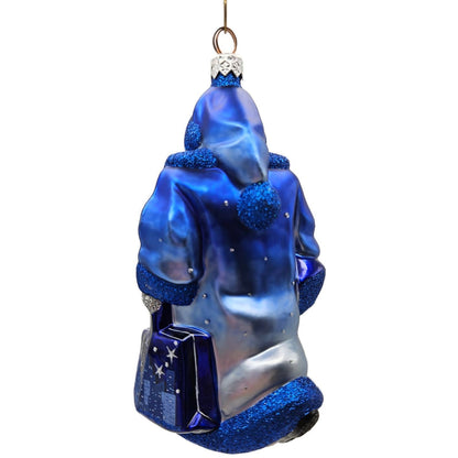 Patricia Breen City Santa Dawn Blue Silver Snowflakes Stars Christmas Ornament