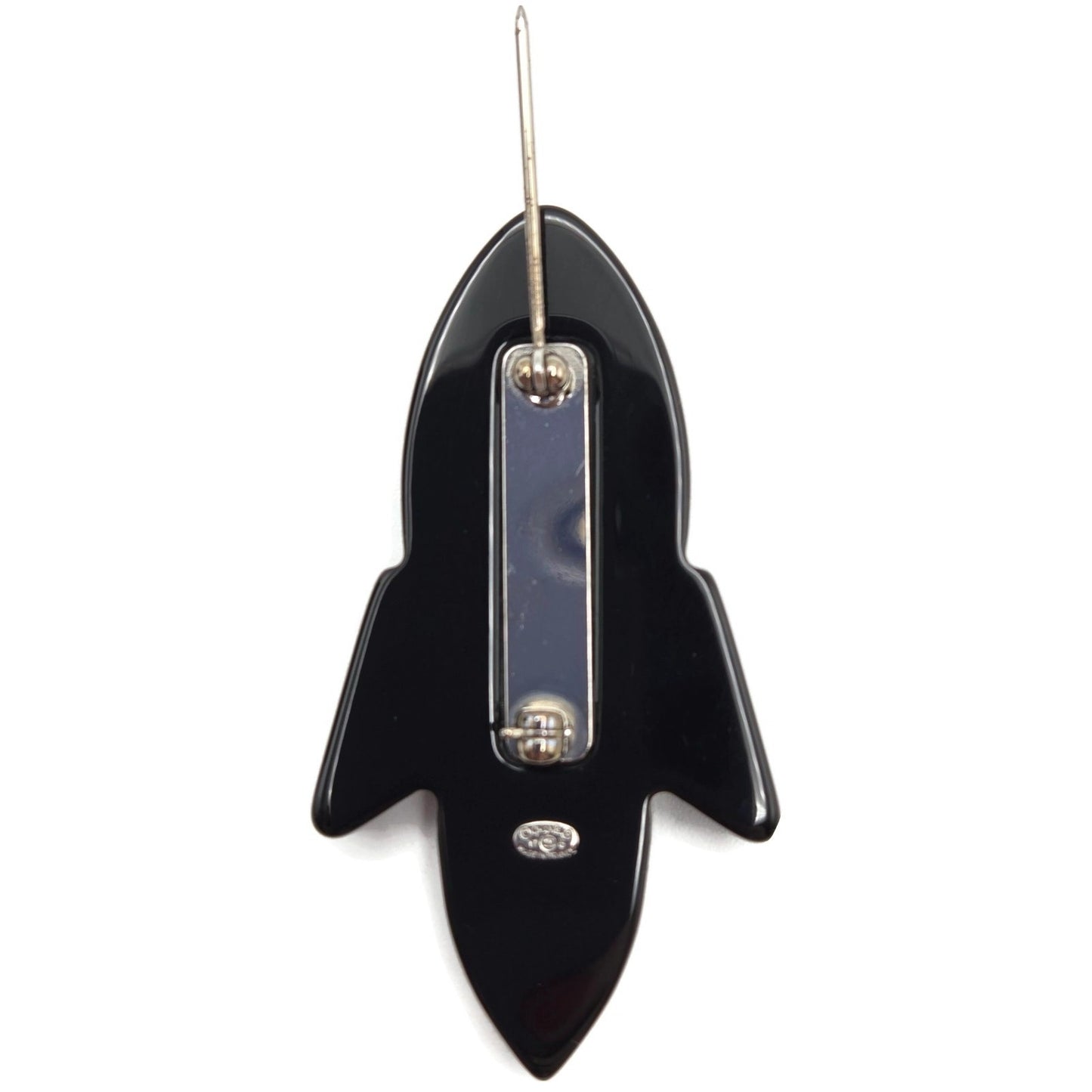 Chanel Rocket Brooch 17S A89416 Space Ship Pin Black Red Grey Glitter Rare Resin