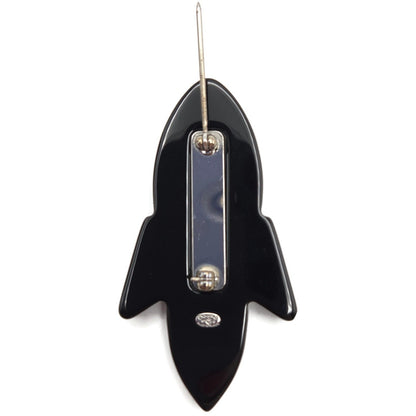 Chanel Rocket Brooch 17S A89416 Space Ship Pin Black Red Grey Glitter Rare Resin