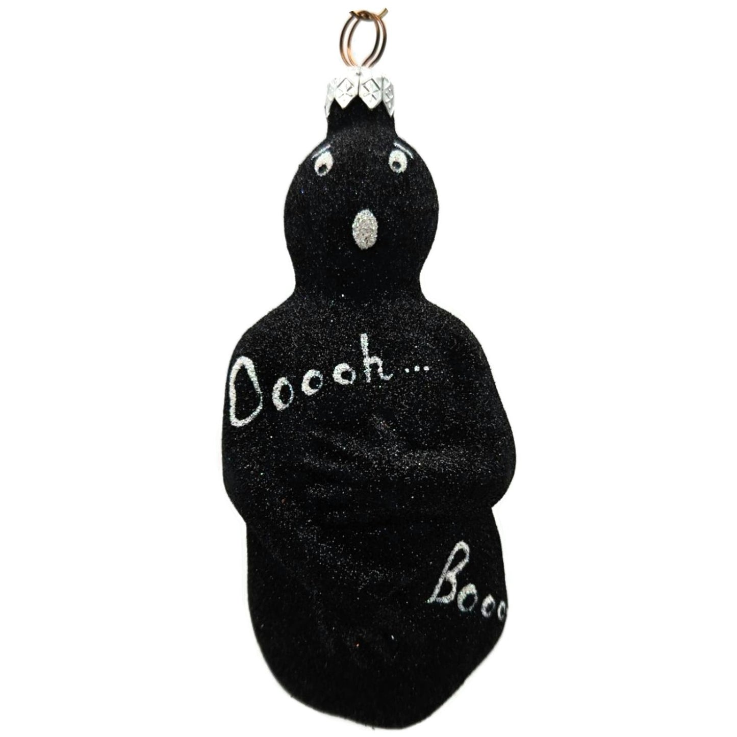 Patricia Breen Oscar Black Glittered Ghost Halloween Christmas Tree Ornament