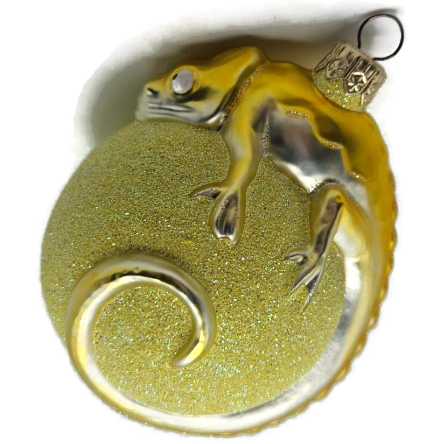 Patricia Breen Chameleon Yellow Glittered Spring Christmas Holiday Tree Ornament