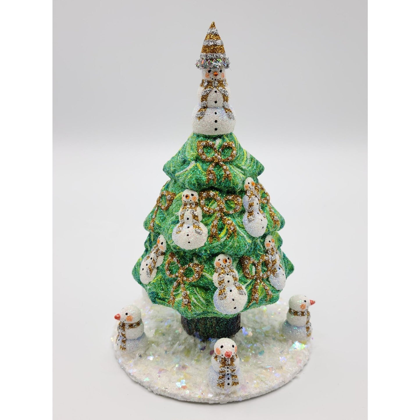 Patricia Breen Snowman Topiary Gold Silver Free Standing Christmas Tree Ornament