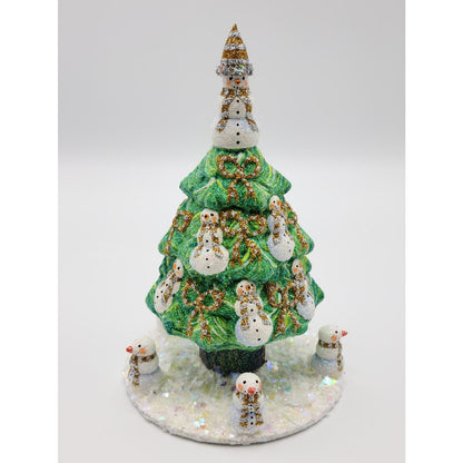 Patricia Breen Snowman Topiary Gold Silver Free Standing Christmas Tree Ornament