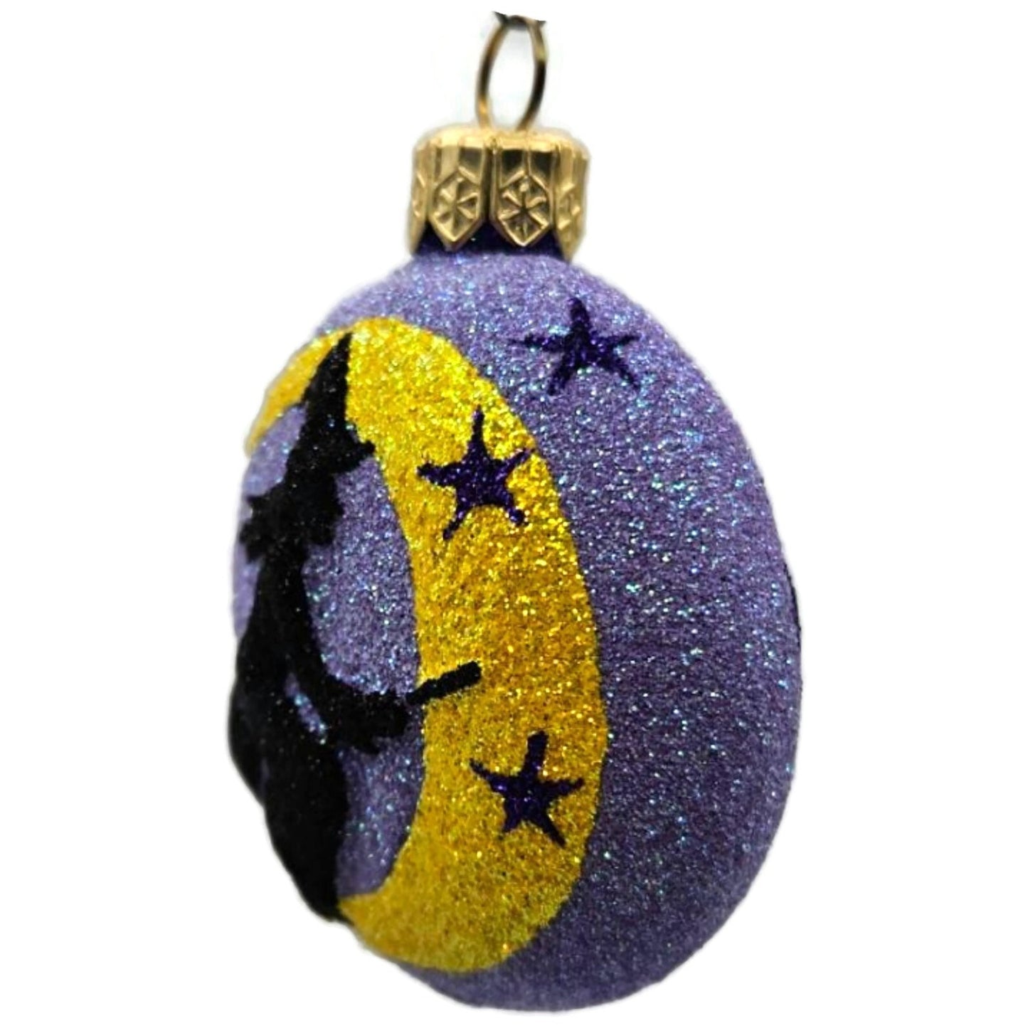 Patricia Breen Salem Medallion Violet Moon Stars Glass Halloween Ornament 2212