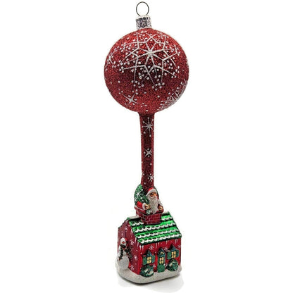Patricia Breen Hes Here Red Santa Claus Snowflakes House Christmas Tree Ornament