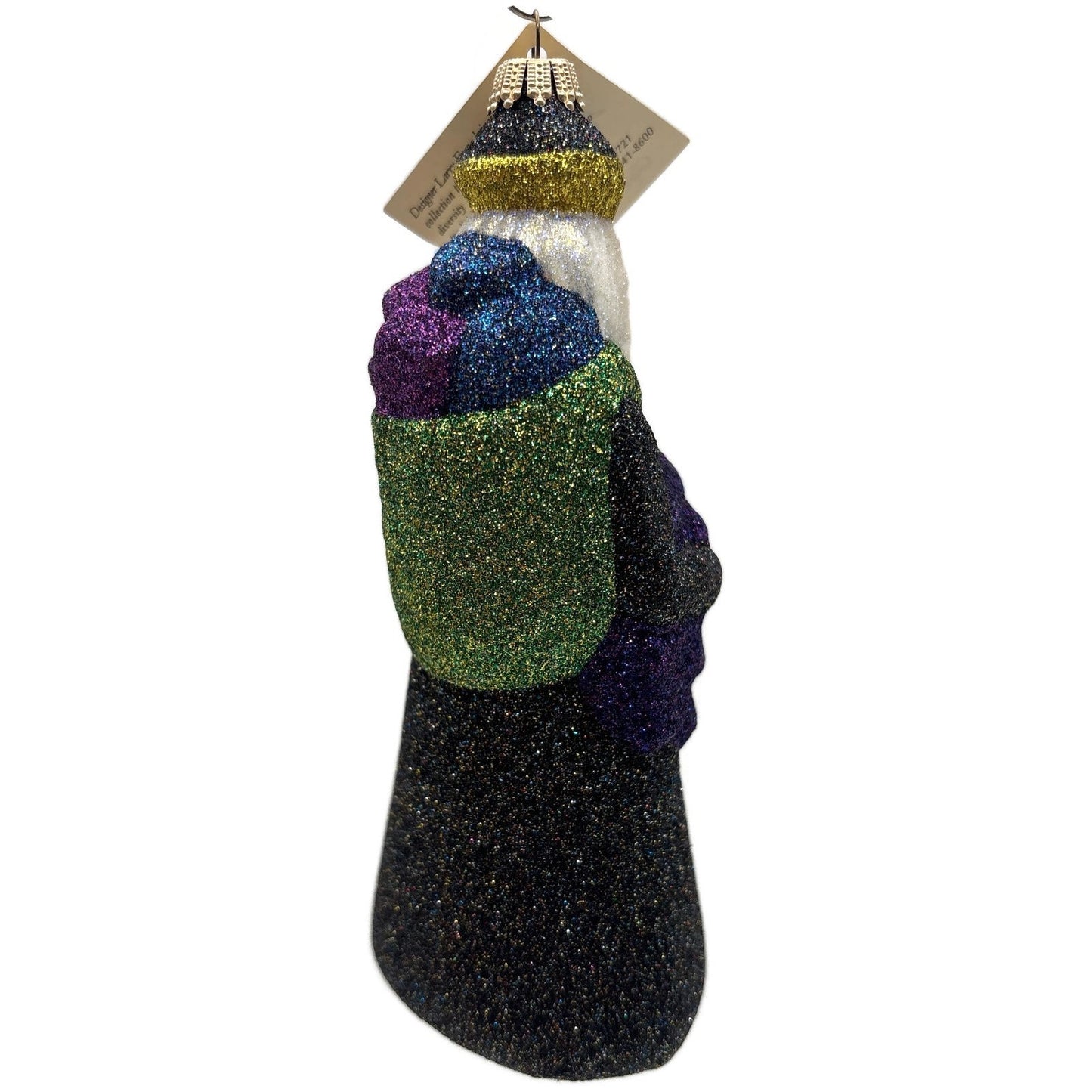 Larry Fraga Mr. Fabulous Glitter Series Green Purple Christmas Tree Ornament