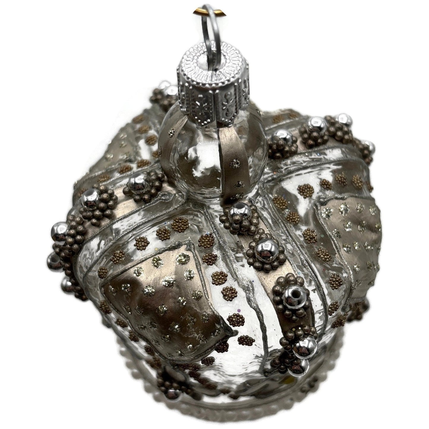 Nordstrom at Home Silver Jeweled Crown Hand Blown Glass Christmas Ornament