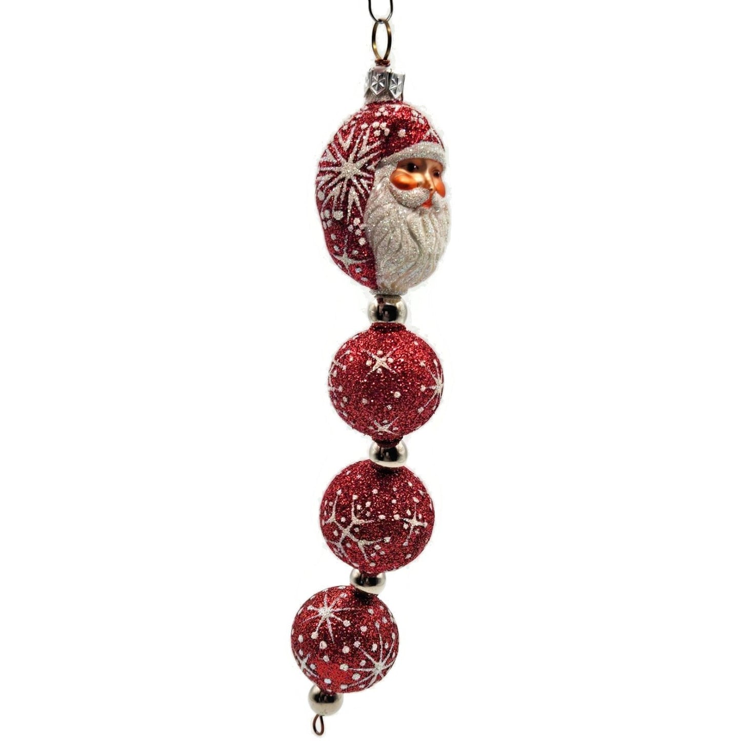 Patricia Breen Santa Claus Kinetic Icicle Red Snowflakes Christmas Tree Ornament