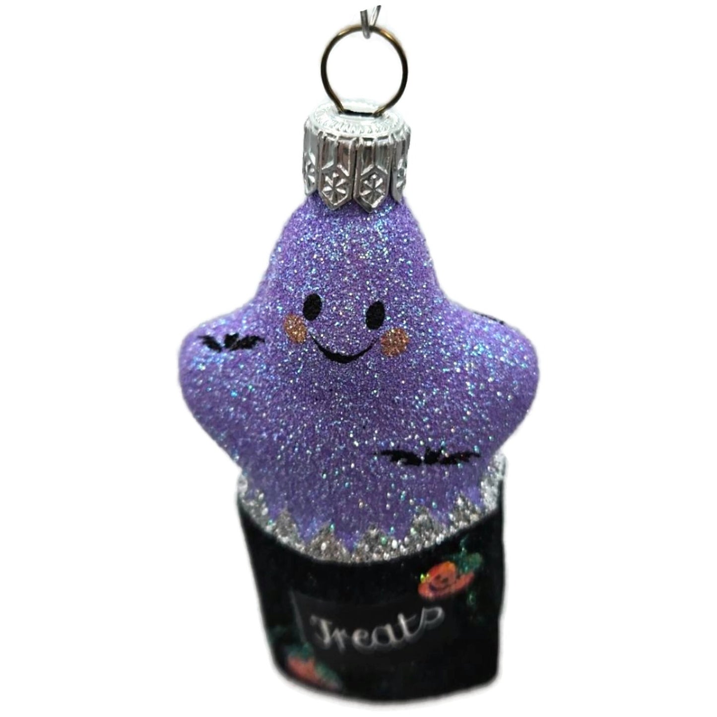 Patricia Breen Treat Seeker Black Bag Violet Ghost Pumpkins Halloween Ornament