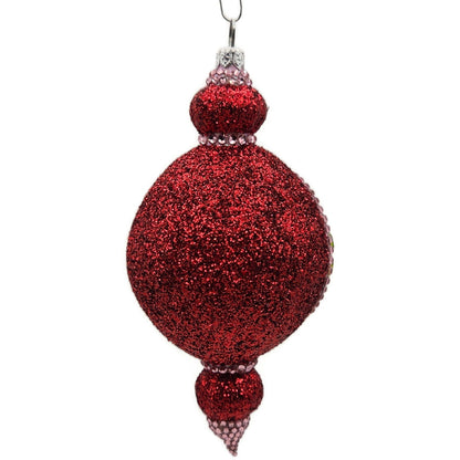 Patricia Breen Le Fleuron Poinsettia Chameleon Red Glittered Christmas Ornament