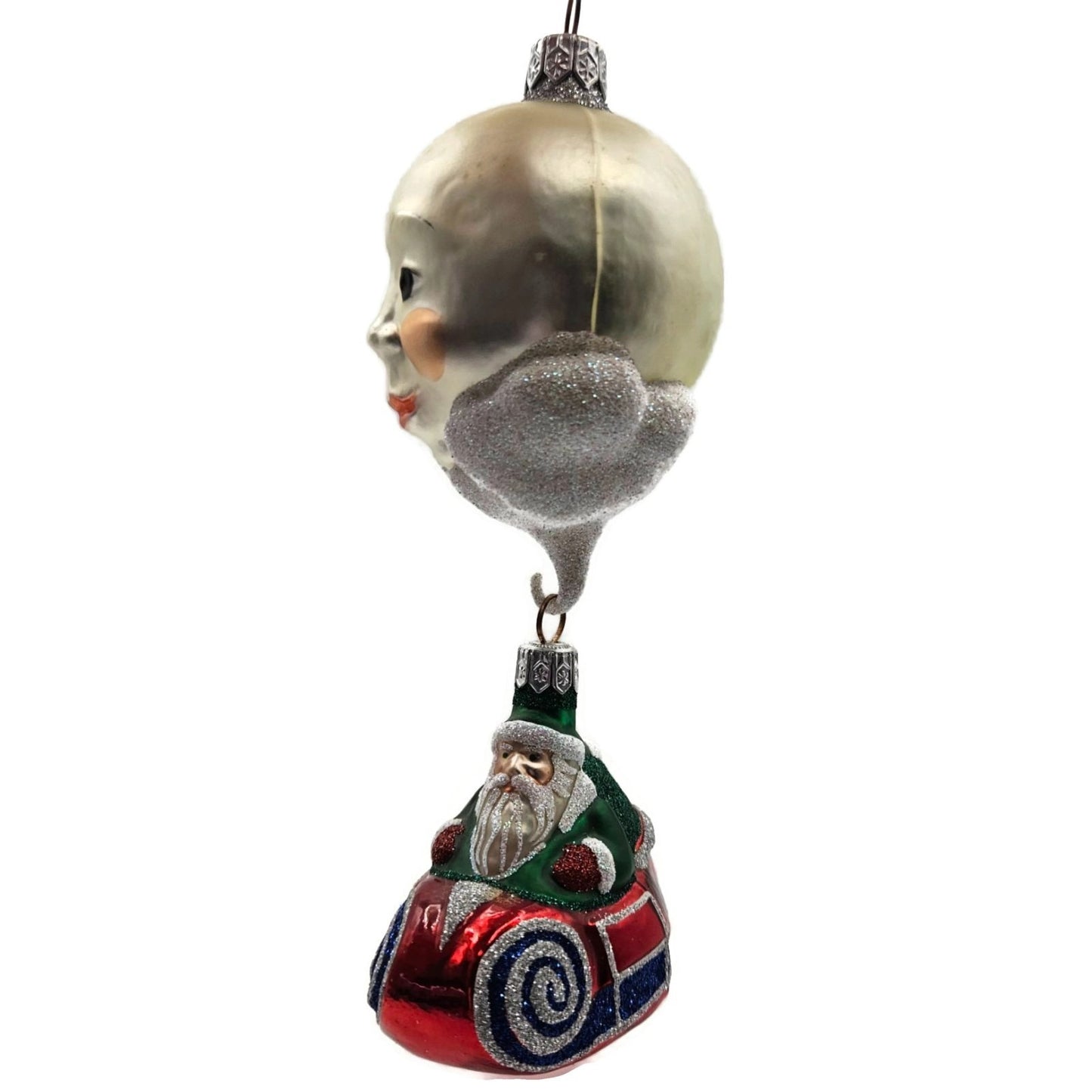 Patricia Breen Ornament Night Flight Santa Red Sleigh Pearl Moon Christmas Decor