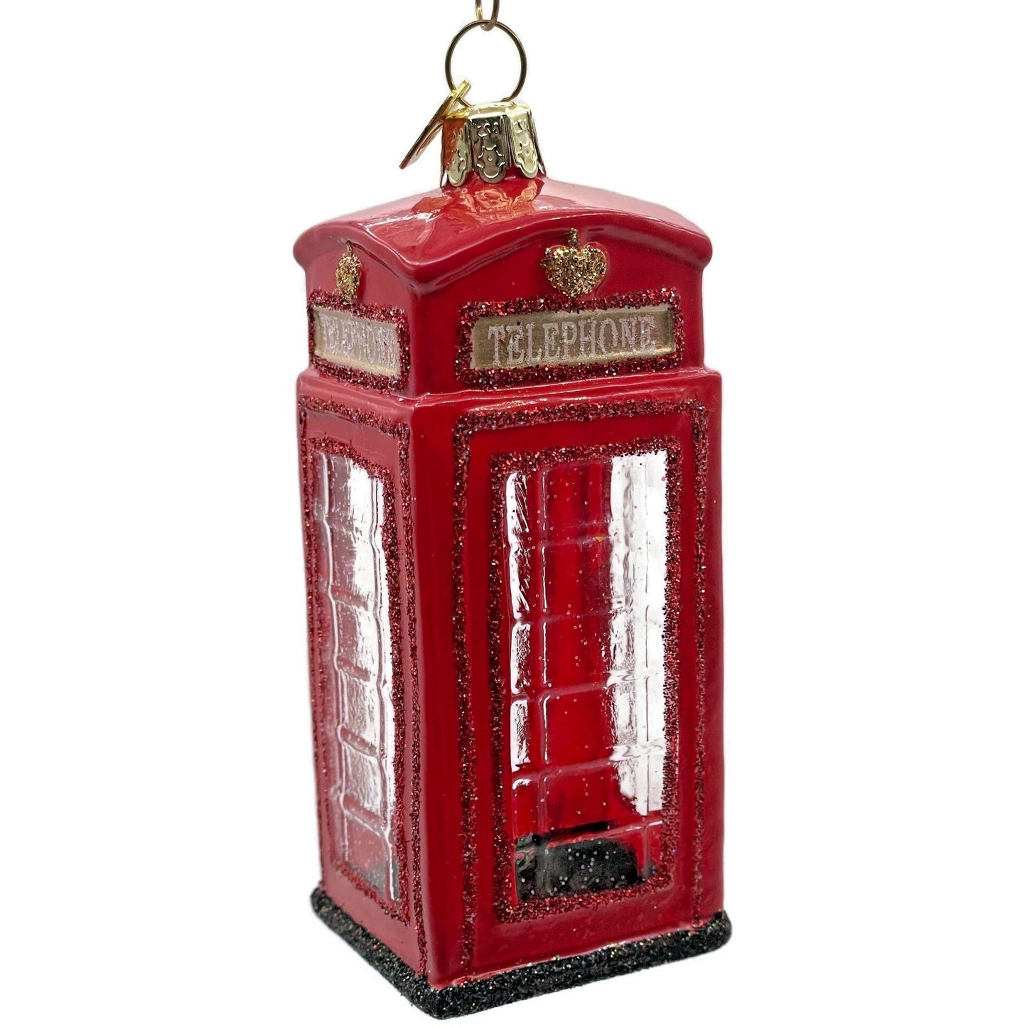 British Phone Booth Red Glass Kurt S Adler Noble Gems Christmas Tree Ornament