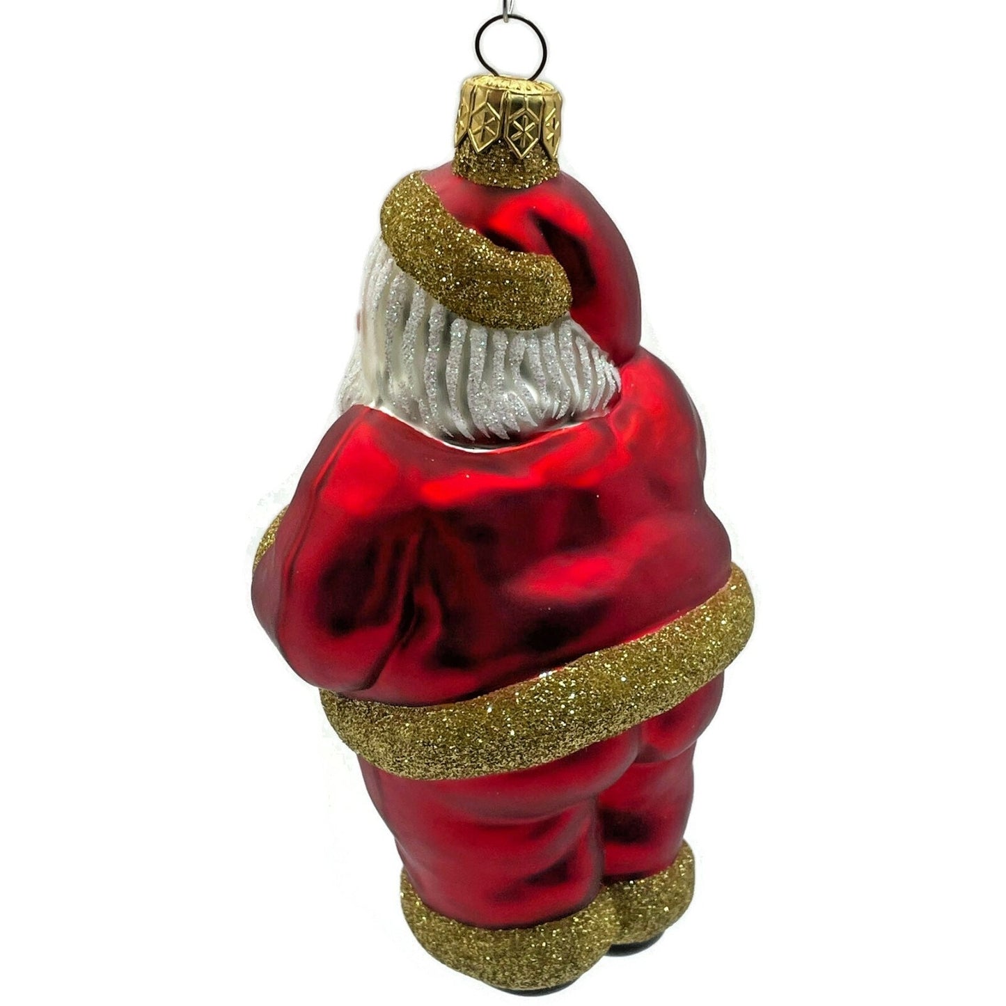 Patricia Breen HO HO HO Santa Claus Red Gold Matte Christmas Tree Ornament
