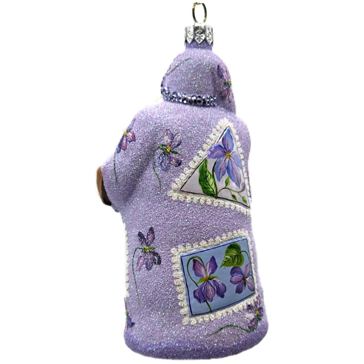 Patricia Breen Evans Santa Pansy Purple Jeweled Spring Christmas Ornament 2518