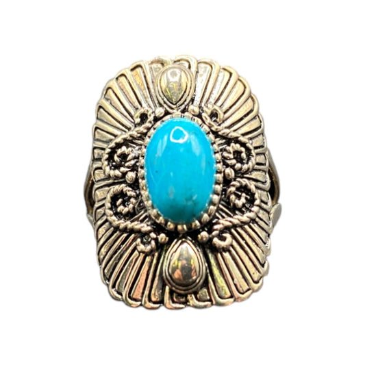 BBJ Ring Sleeping Beauty Turquoise Gemstone Oval 925 Sterling Silver Size 8