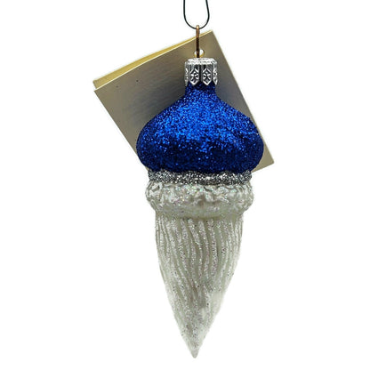 Patricia Breen Miniature Minsk Santa Claus Head Cobalt Christmas Tree Ornament