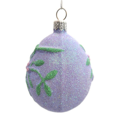 Patricia Breen Mistletoe Egg Lavender Heart Christmas Holiday Glittered Ornament