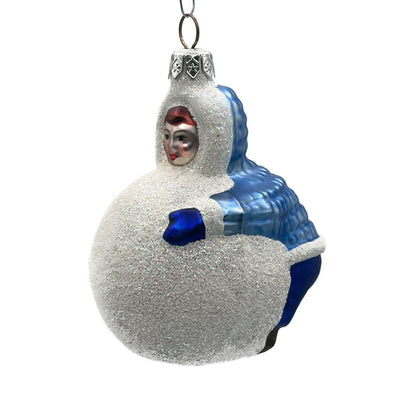 Patricia Breen Snowball Boy Blue Blown Glass Christmas Holiday Tree Ornament