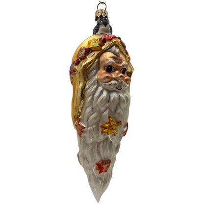 Christopher Radko Santa Cicle Glass Head Fall Leaves Christmas Ornament 997120