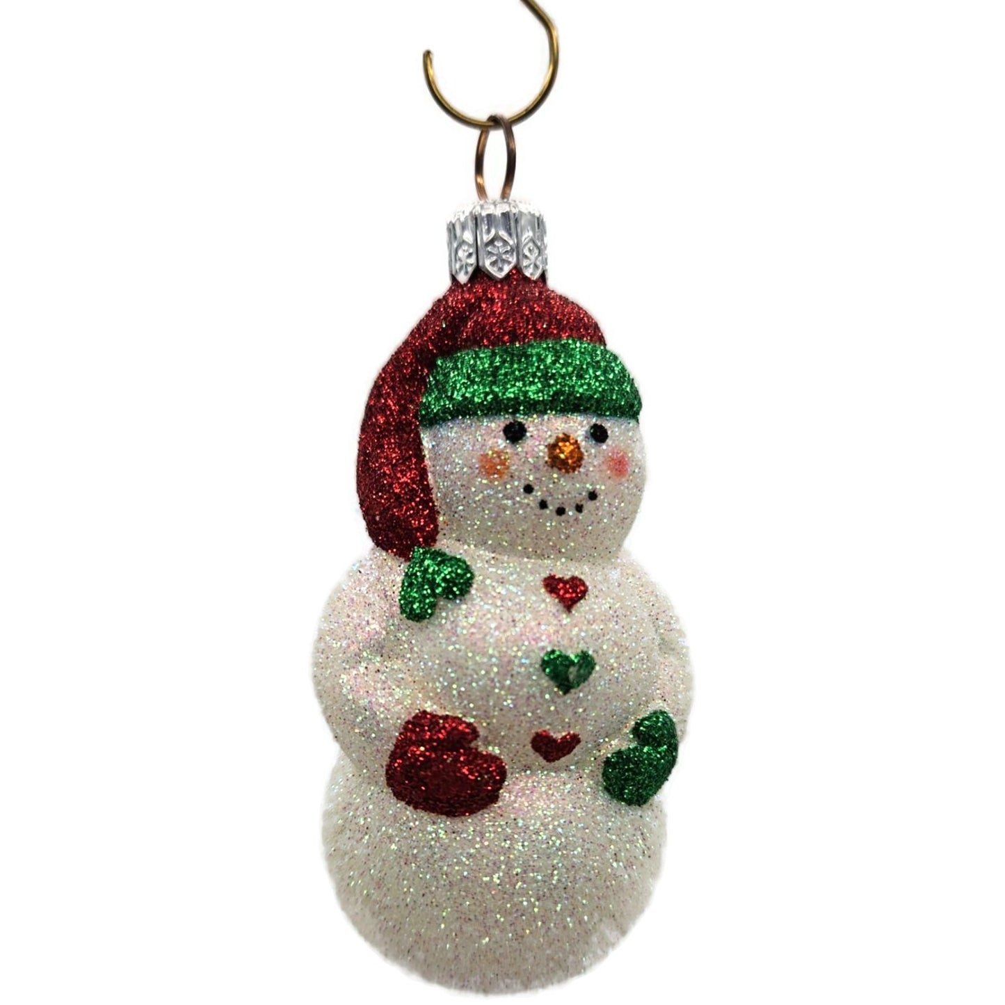 Patricia Breen Loving Snowman Green Red Hearts White Christmas Tree Ornament