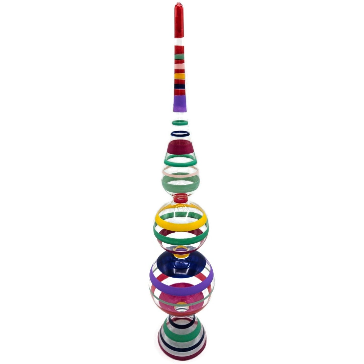 Christopher Radko Shiny Brite Finial Striped Clear Glass Christmas Tree Topper