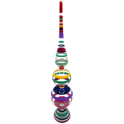 Christopher Radko Shiny Brite Finial Striped Clear Glass Christmas Tree Topper