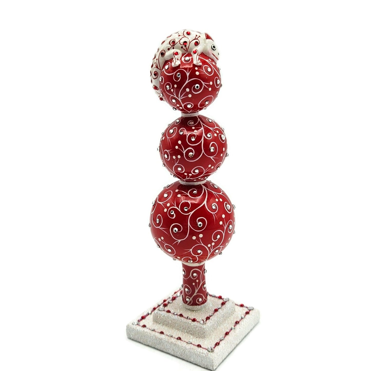 Patricia Breen Miniature Chameleon Finial Quilling Red Christmas Tree Topper