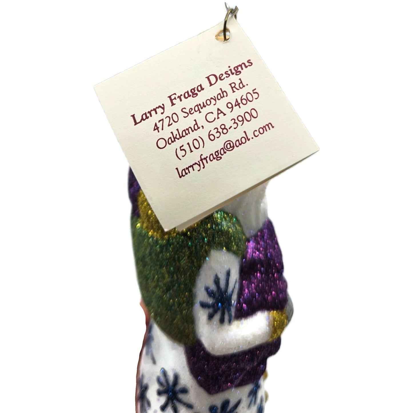 Larry Fraga Snowflake Flurry Glitter Series Santa Claus Glass Christmas Ornament