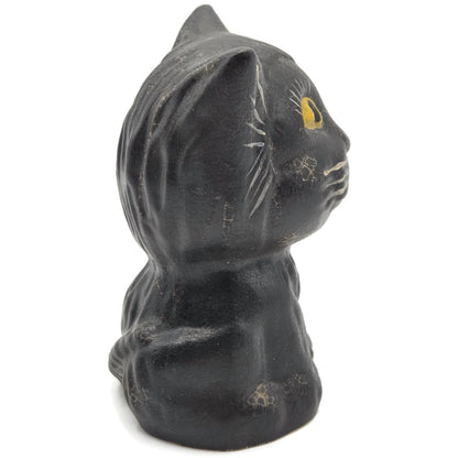 Vaillancourt Black Halloween Cat Chalkware Art Animal Fall Autumn Figurine 1998