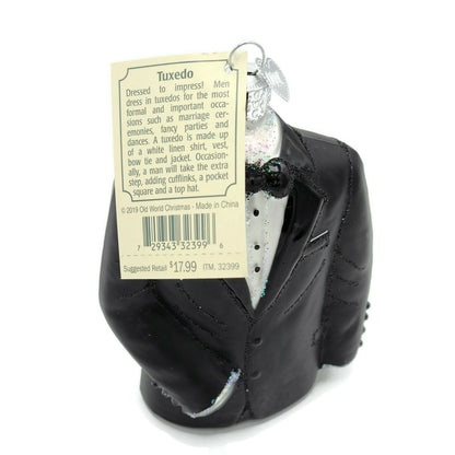 Old World Christmas Black Mens Tuxedo Glass Blown Christmas Tree Ornament OWC