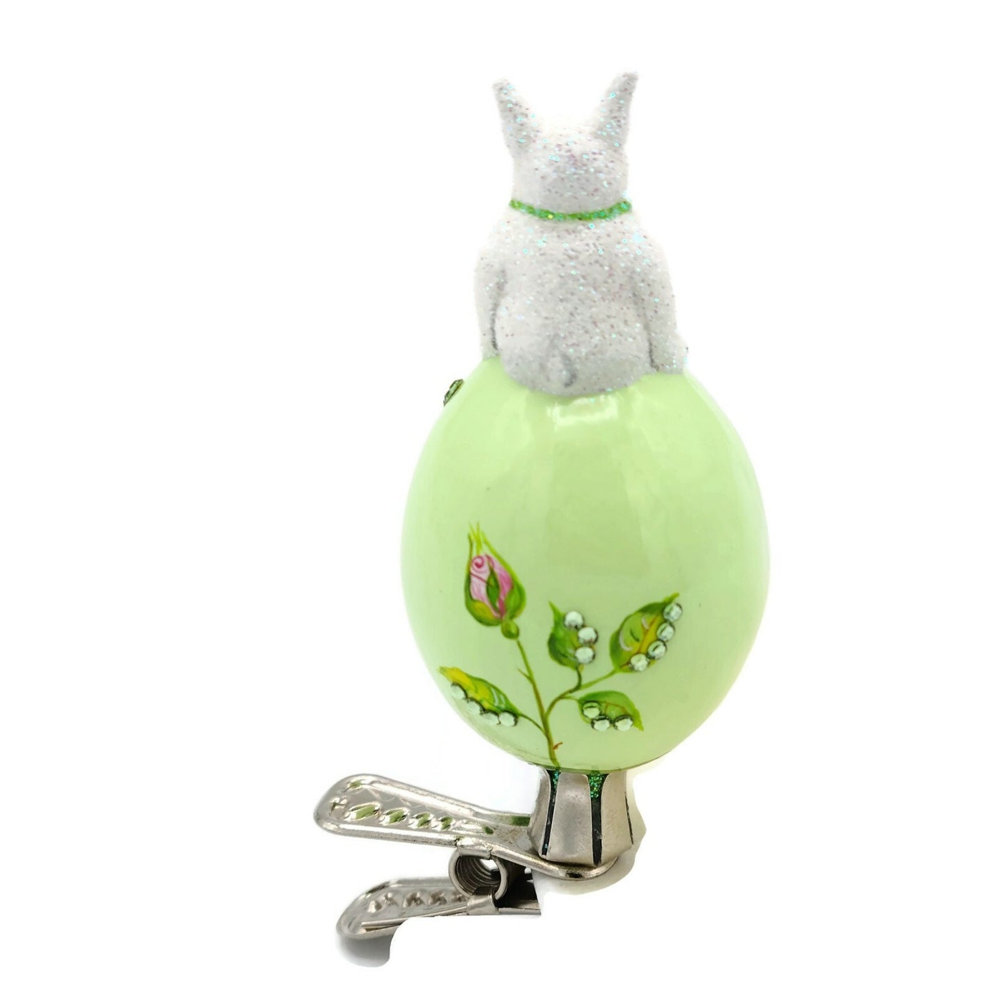 Patricia Breen Sitting Pretty Roses Easter Egg Bunny Boy Holiday Clip Ornament