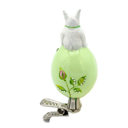 Patricia Breen Sitting Pretty Roses Easter Egg Bunny Boy Holiday Clip Ornament