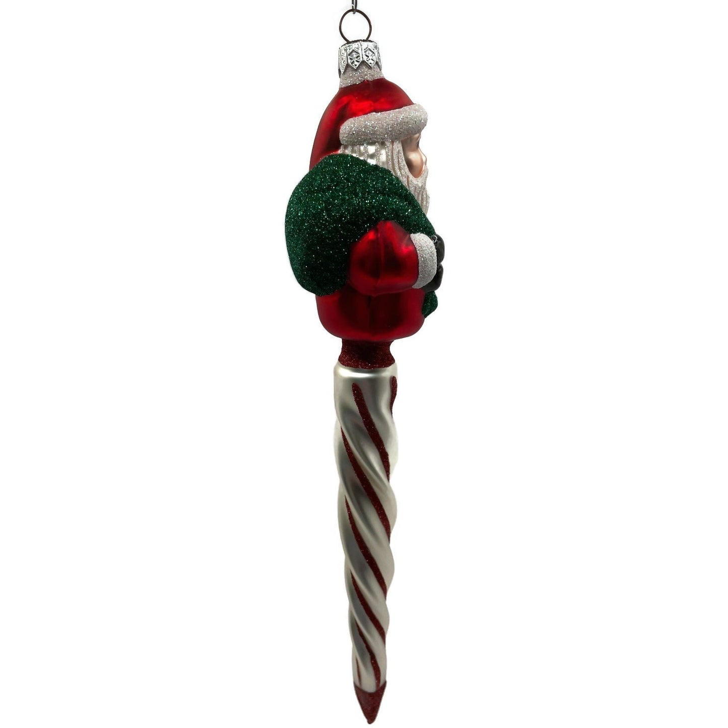 Patricia Breen Spiraling Santa Claus Red Stripes Icicle Christmas Tree Ornament