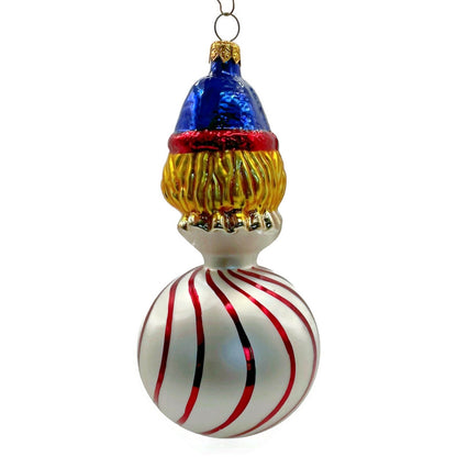 Christopher Radko Squiggles Stripe Reflector Clown Christmas Tree Decor Ornament