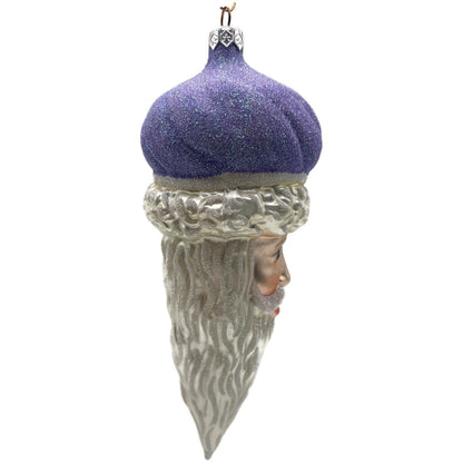 Patricia Breen Minsk Santa Claus Head Lavender Christmas Tree Ornament AIC