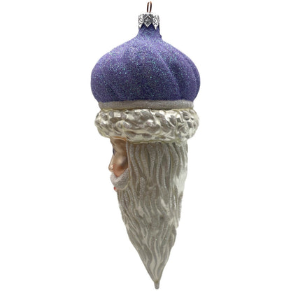 Patricia Breen Minsk Santa Claus Head Lavender Christmas Tree Ornament AIC