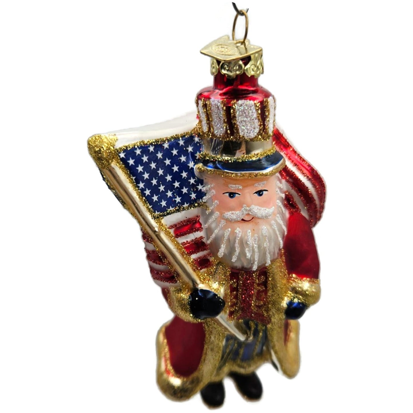Kurt Adler Noble Gems Patriotic Santa Claus July 4th Glass Christmas Ornament