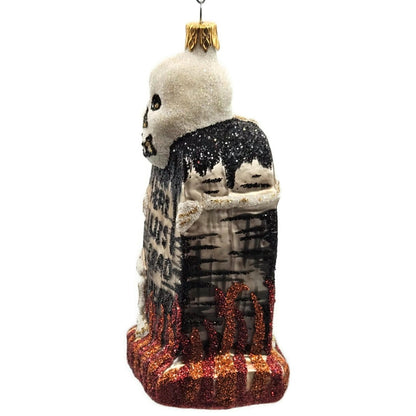 Larry Fraga Graveyard Marker Skeleton Glass Halloween Christmas Ornament 5961