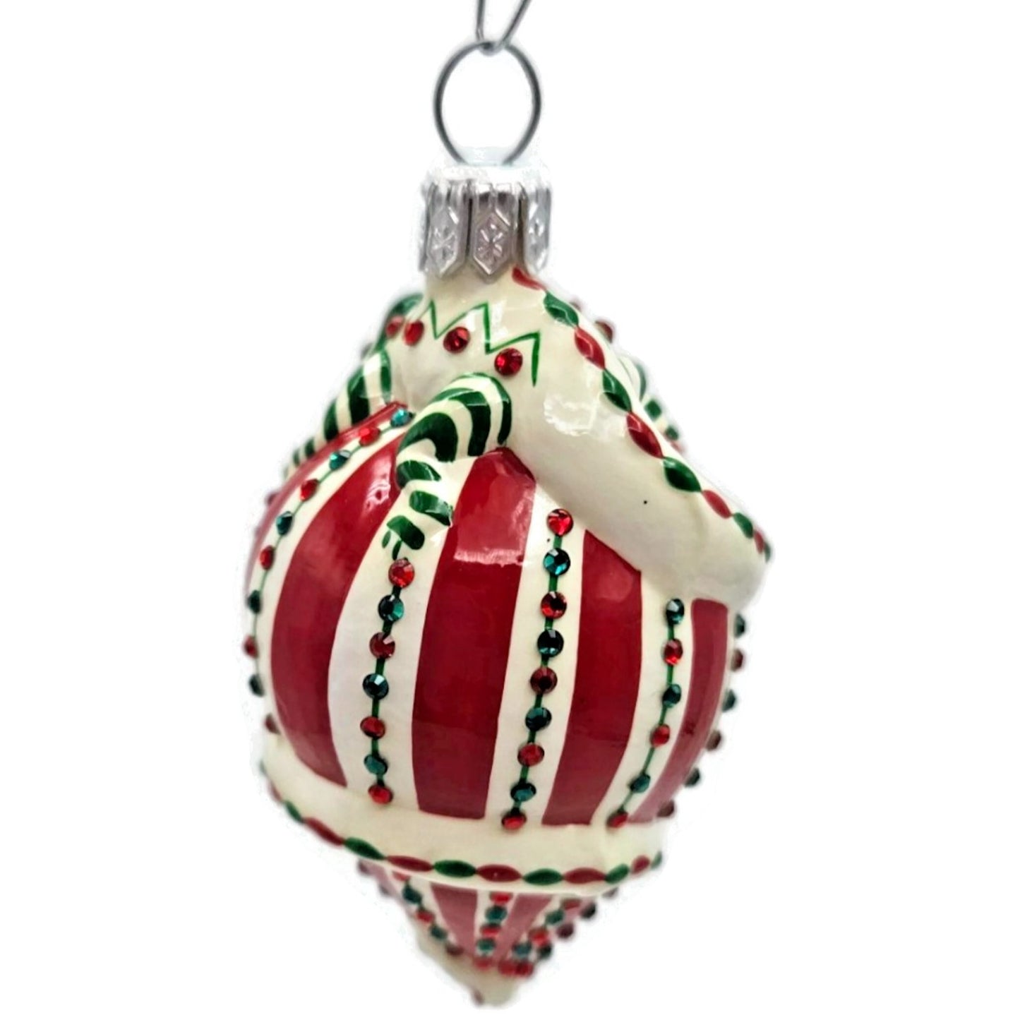 Patricia Breen Topping Chameleon Red Green Striped Christmas Tree Ornament