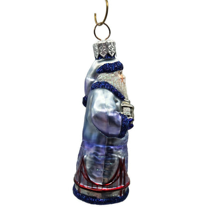 Patricia Breen Miniature San Francisco Santa Purple Glittered Christmas Ornament