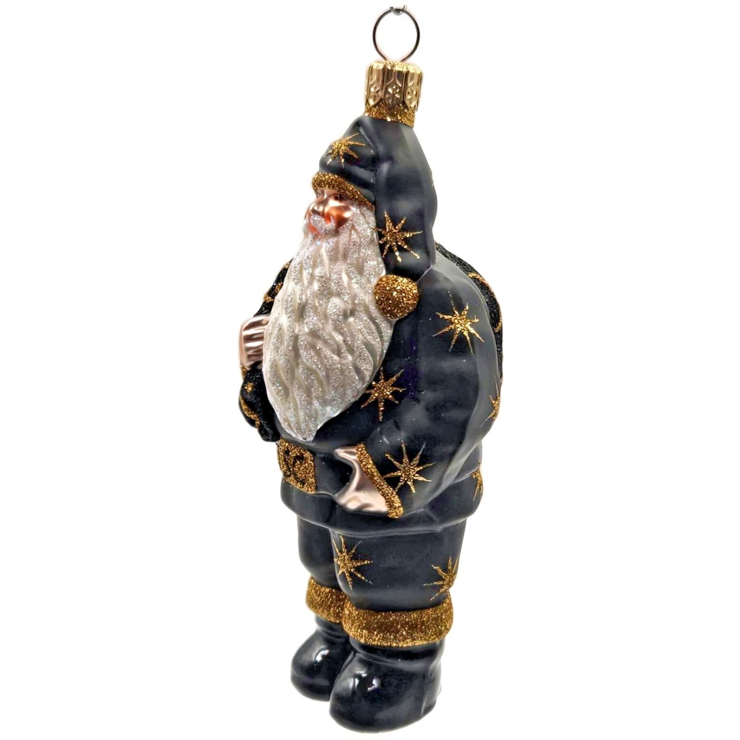 Patricia Breen Nordstrom Santa Claus Black Moons Stars Christmas Ornament