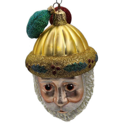 Patricia Breen Thornhill Santa Claus Gold Matte Holly Christmas Tree Ornament