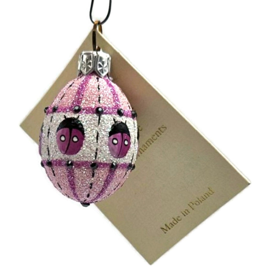 Patricia Breen Miniature Egg Surprise Ladybug Pink Easter Christmas Ornament