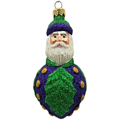 Patricia Breen Hollyberry Santa Purple Green Glass Christmas Ornament CATZ 9722
